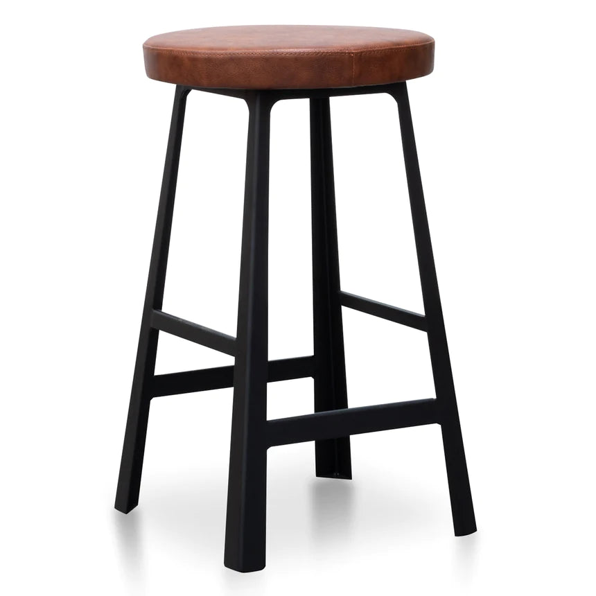 Leather Made Bar Stool - Black & Brown