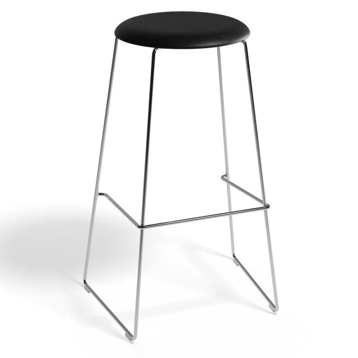 Leather Seat Chrome Base High Stool 77cms - (Available in 4 Colors)