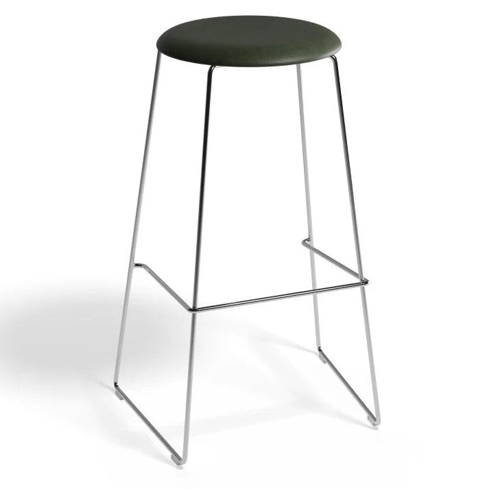 Leather Seat Chrome Base High Stool 77cms - (Available in 4 Colors)