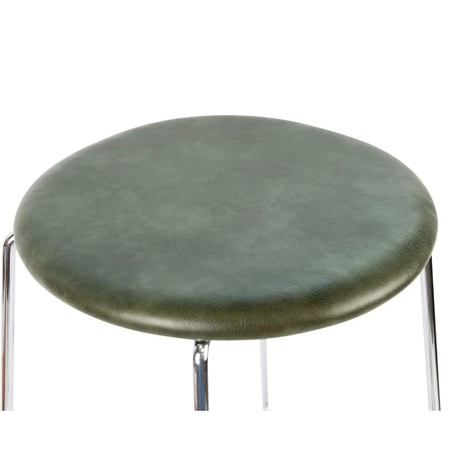 Leather Seat Chrome Base High Stool 77cms - (Available in 4 Colors)