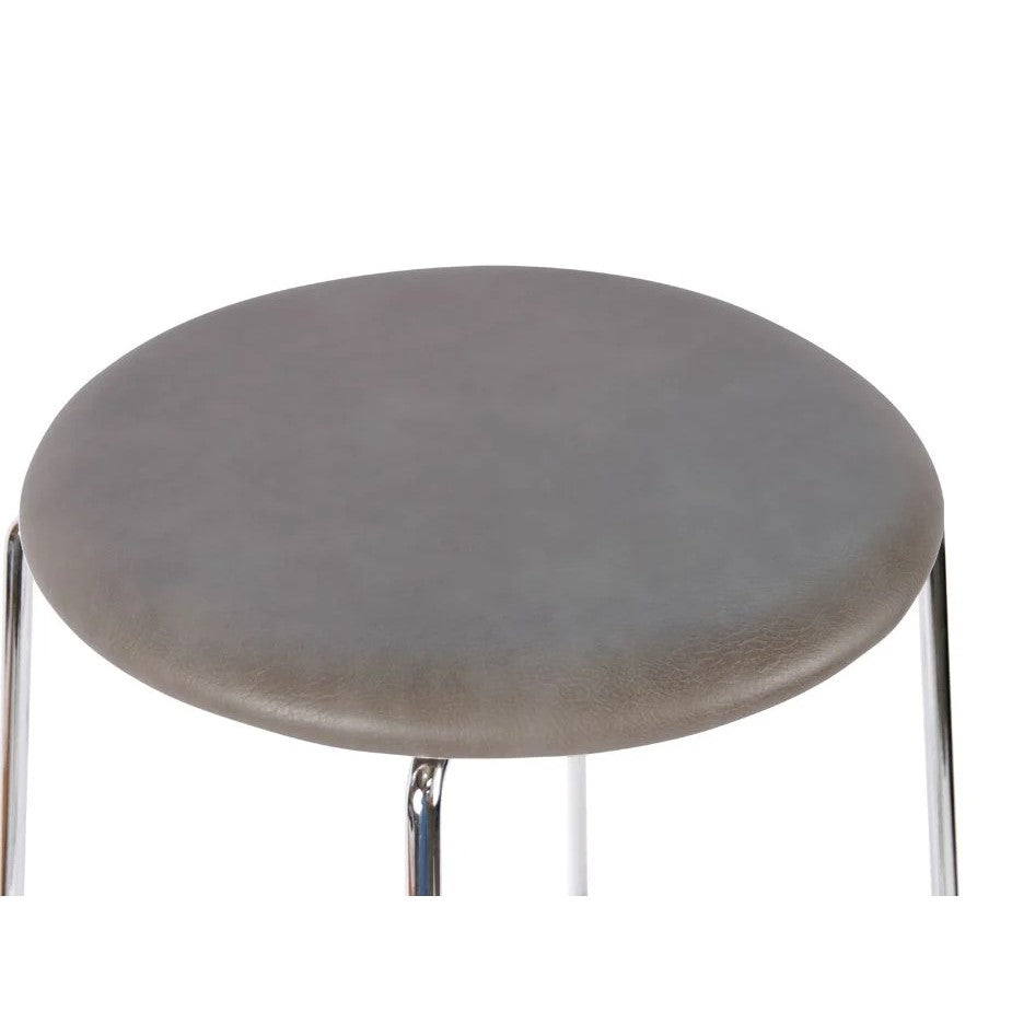 Leather Seat Chrome Base High Stool 77cms - (Available in 4 Colors)