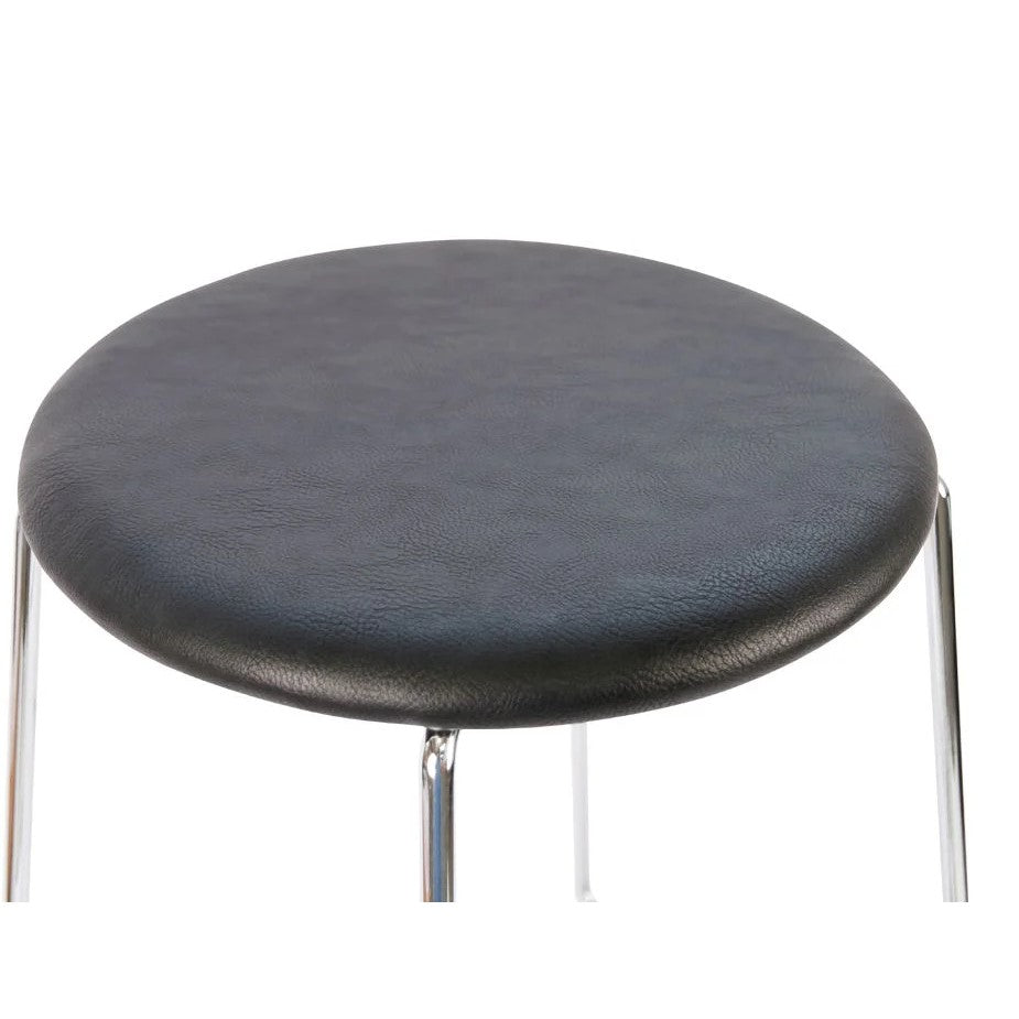 Leather Seat Chrome Base High Stool 77cms - (Available in 4 Colors)