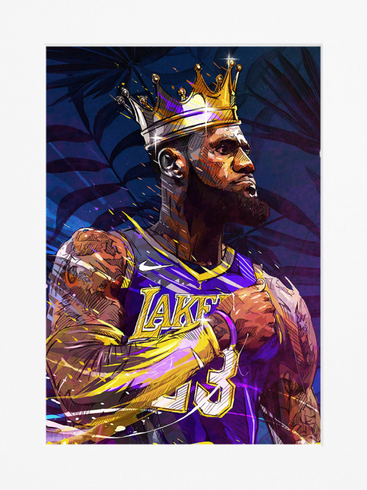 Lebron King HQ Mounted Print Wall Decor - 40x50cms