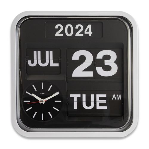 Leni Bankers Clock with Calendar 32x32cms - Black