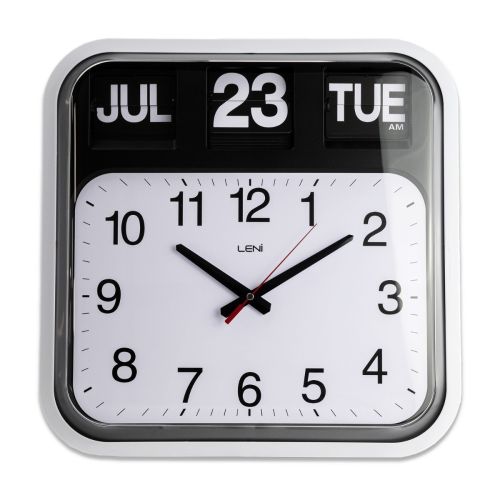 Leni Bankers Clock with Calendar 43x43cm - White