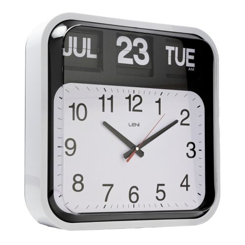 Leni Bankers Clock with Calendar 43x43cm - White