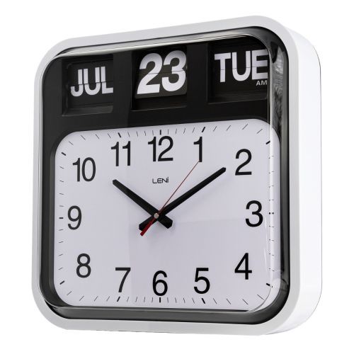 Leni Bankers Clock with Calendar 43x43cm - White