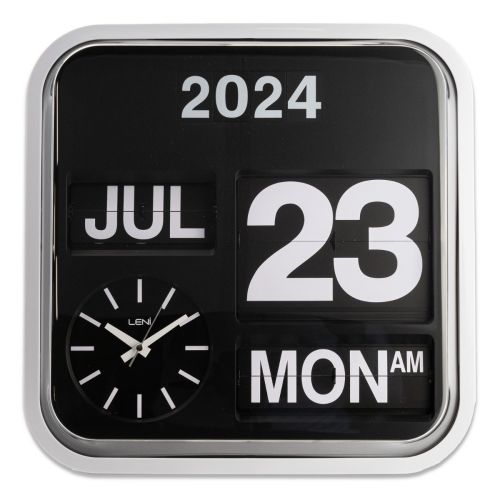 Leni Bankers Clock with Calendar 43x43cms - Black