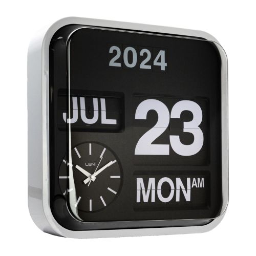 Leni Bankers Clock with Calendar 43x43cms - Black