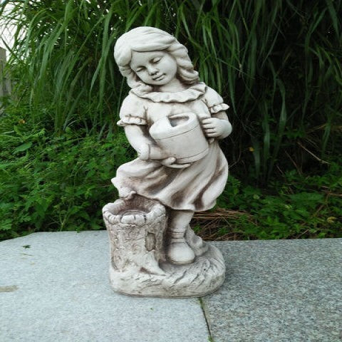 Little Girl Watering Stone Statue