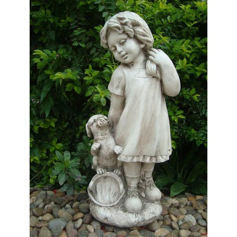 Little Girl & Puppy Dog Garden Statue