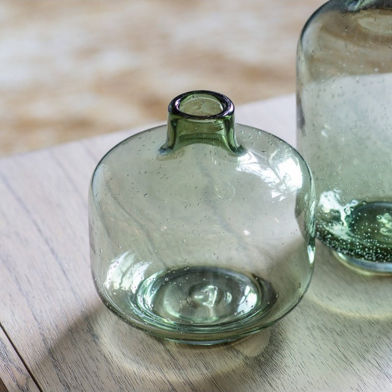 Lovely Green Vase with Subtle Bubble Detail