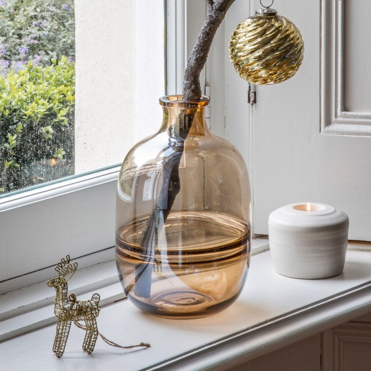 Lovely Vase with Warm Brown Glass and Details