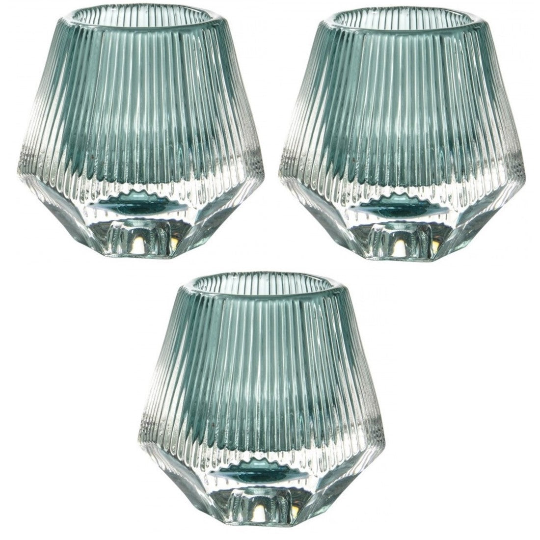 3 Pack Luminous Gems Aqua Tealight Holder