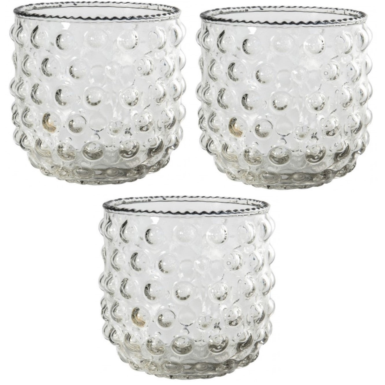 3 Pack Luminous Patterns Glass Tealight Holders