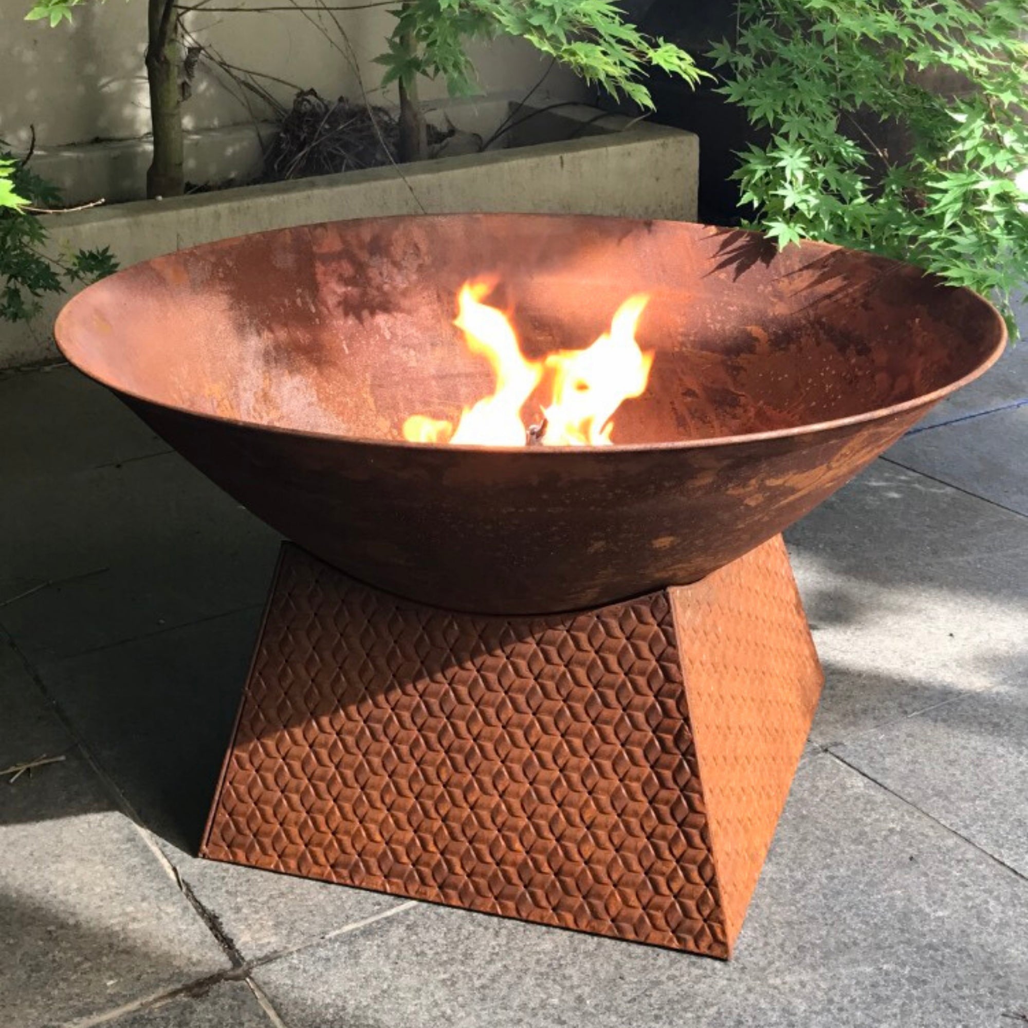 Lunar Luminescence Fire Pit Bowl with Weave Base