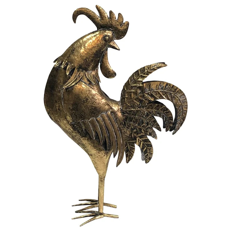 Lustre Gold Proud Rooster Facing Back 58cms