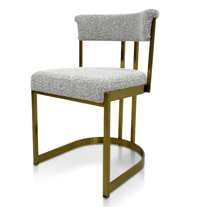 Luxe Seating Silver Grey Boucle Dining Chair - Golden Base