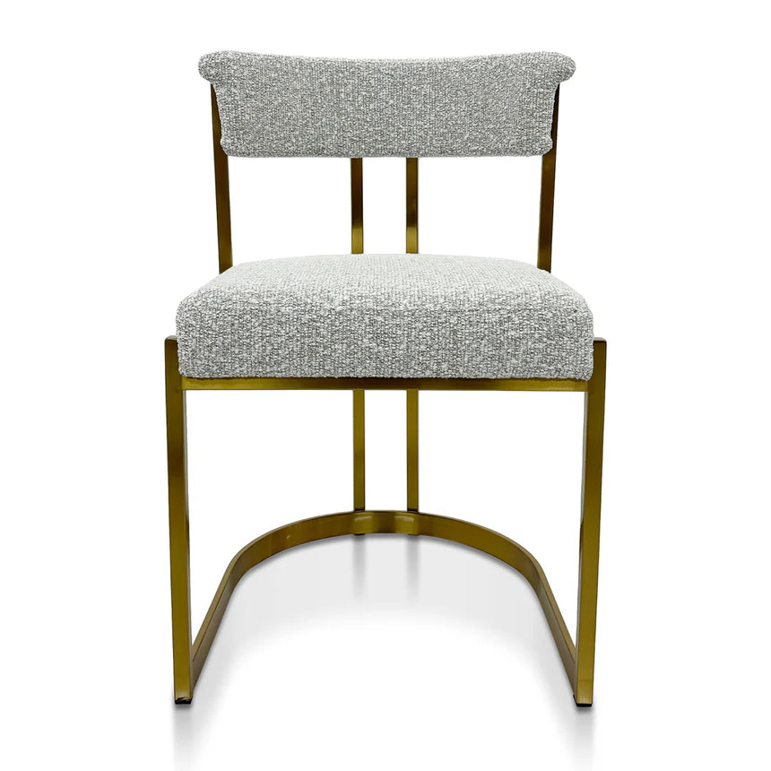 Luxe Seating Silver Grey Boucle Dining Chair - Golden Base