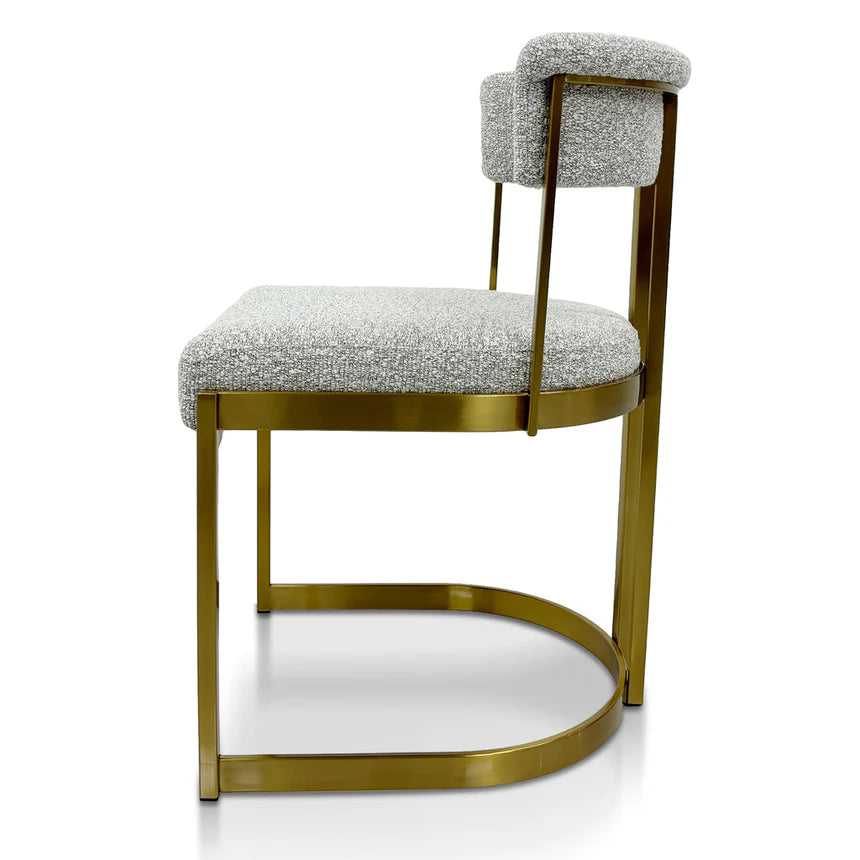 Luxe Seating Silver Grey Boucle Dining Chair - Golden Base