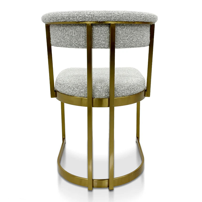 Luxe Seating Silver Grey Boucle Dining Chair - Golden Base