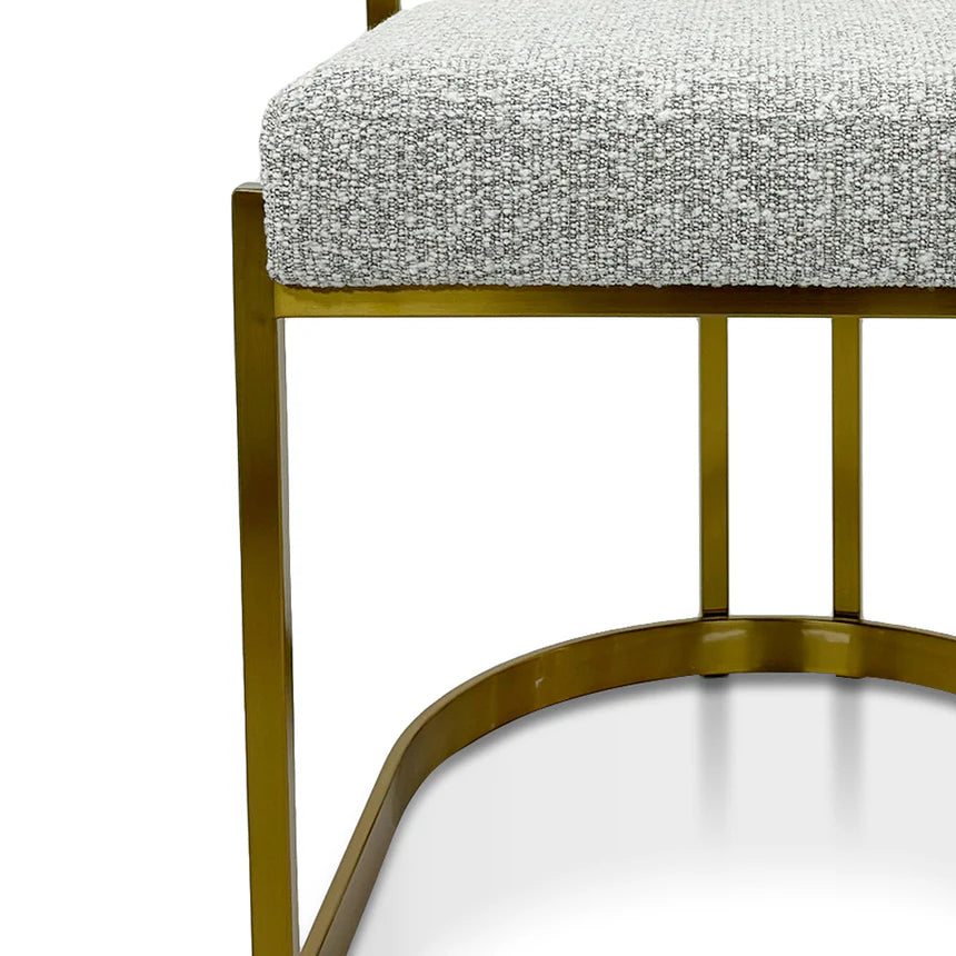 Luxe Seating Silver Grey Boucle Dining Chair - Golden Base