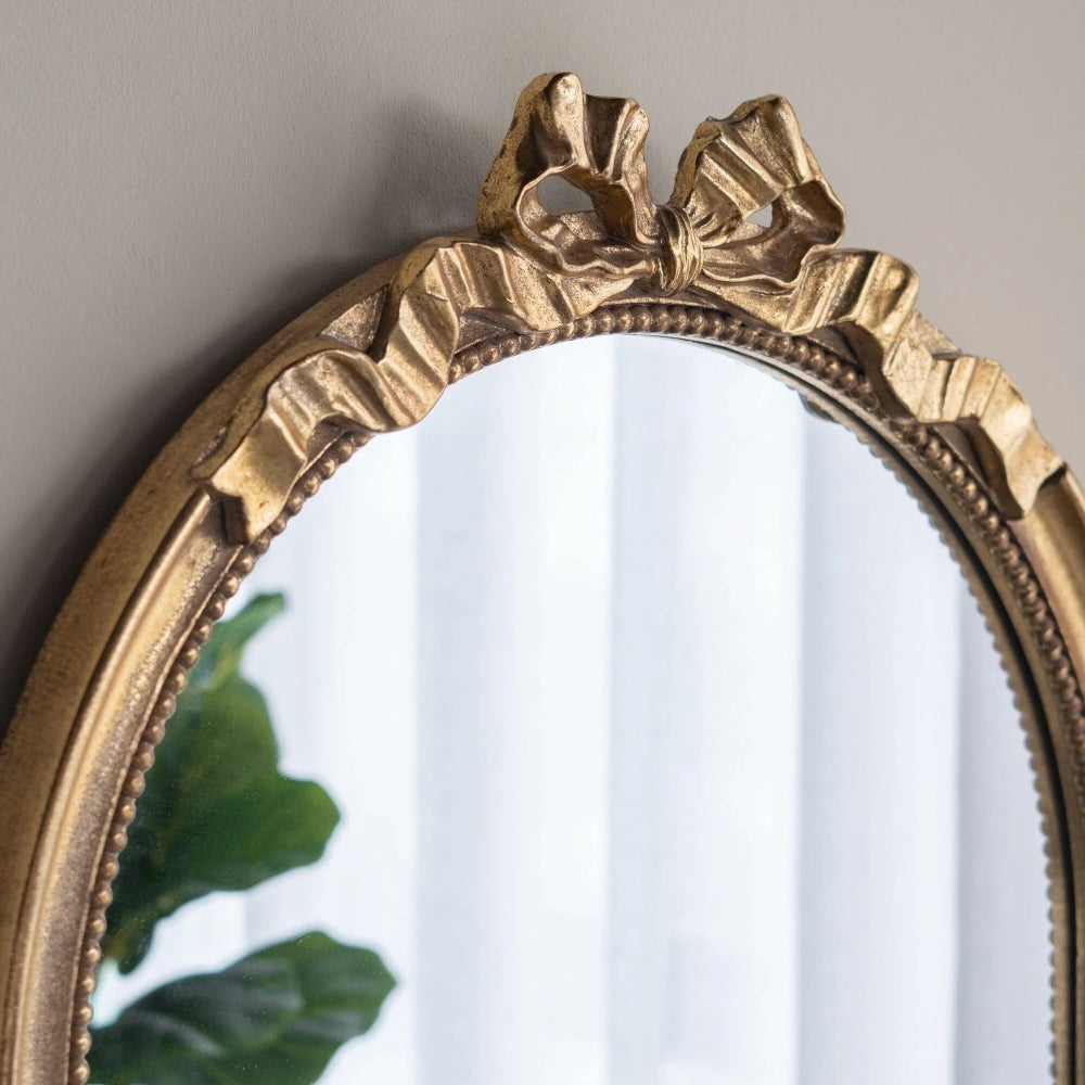 Luxurious Arched Gold Bow Wall Mirror - 95cms