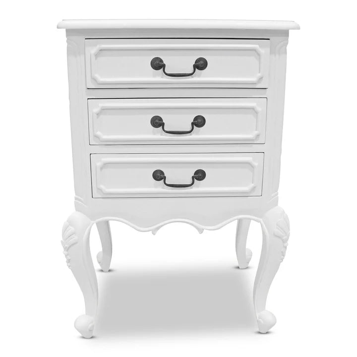 Luxurious French Provence Bedside Cabinet - White