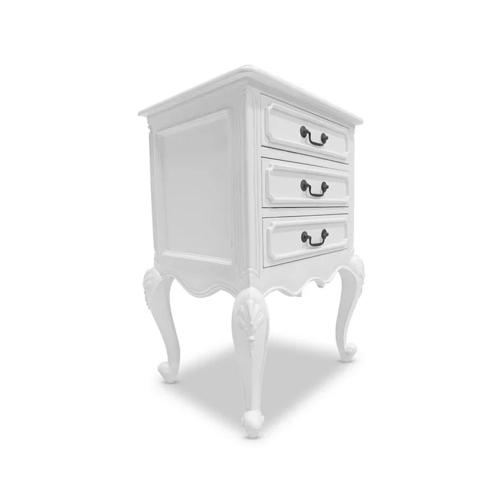 Luxurious French Provence Bedside Cabinet - White