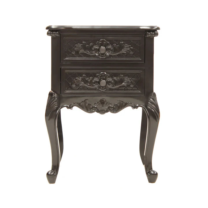 Luxurious French Provence Two Drawer Cabinet - Black