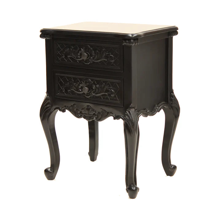 Luxurious French Provence Two Drawer Cabinet - Black