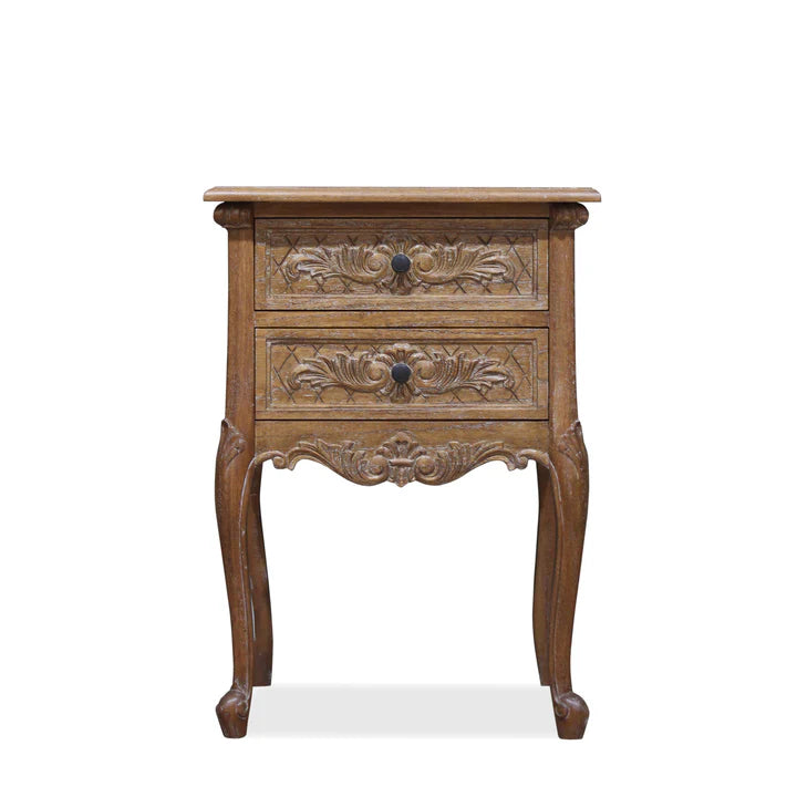 Luxurious French Provence Two Drawer Cabinet - Weathered Oak