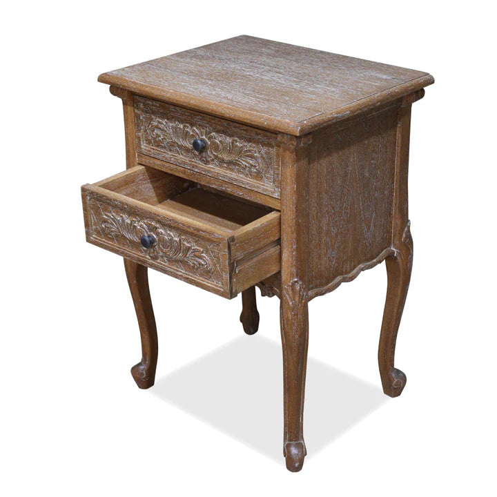 Luxurious French Provence Two Drawer Cabinet - Weathered Oak