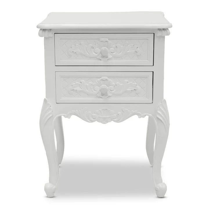 Luxurious French Provence Two Drawer Cabinet - White