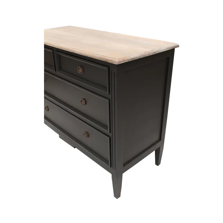 Luxurious Hamptons 4 Drawer Tallboy - Black