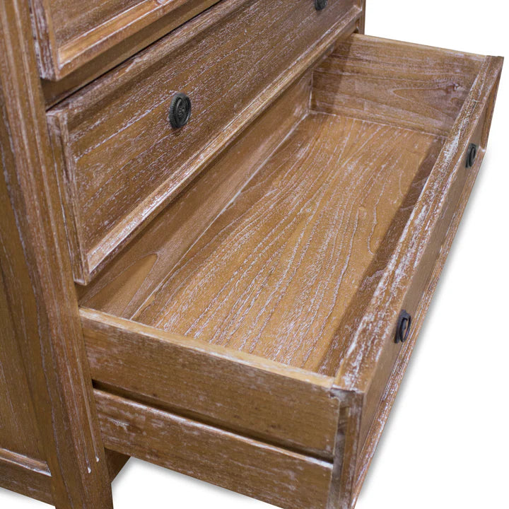 Luxurious Hamptons 4 Drawer Tallboy - Weathered Oak