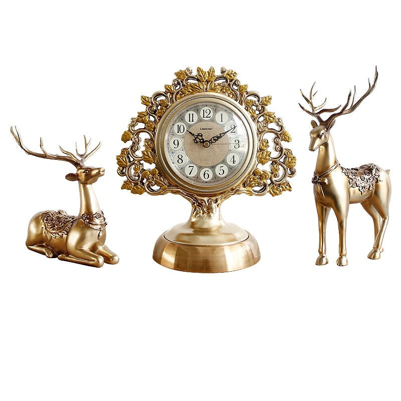 Luxurious Table Clock & Deers - Available in 2 Colors