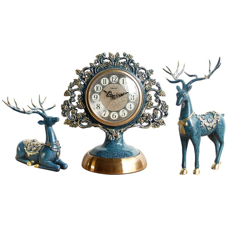 Luxurious Table Clock & Deers - Available in 2 Colors