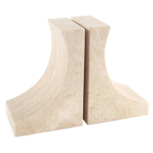 Luxurious Violino Bookends in Travertine - Beige