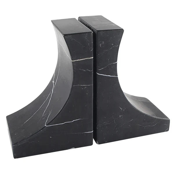 Luxurious Violino Bookends in Travertine - Black