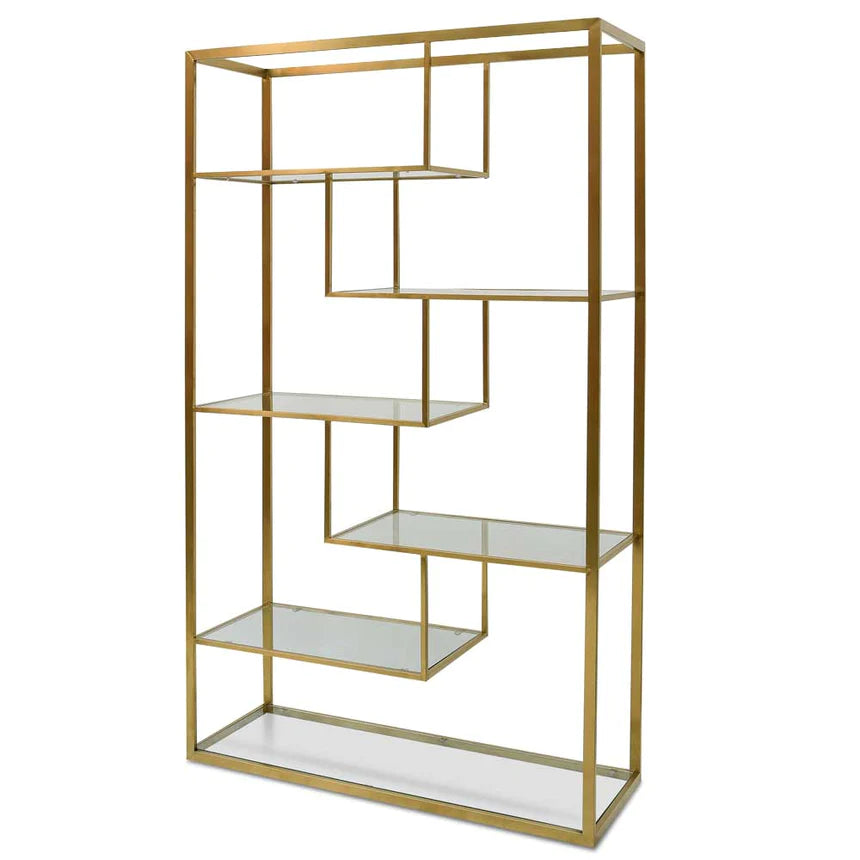 Luxury Glass Book Shelving Storage - Gold