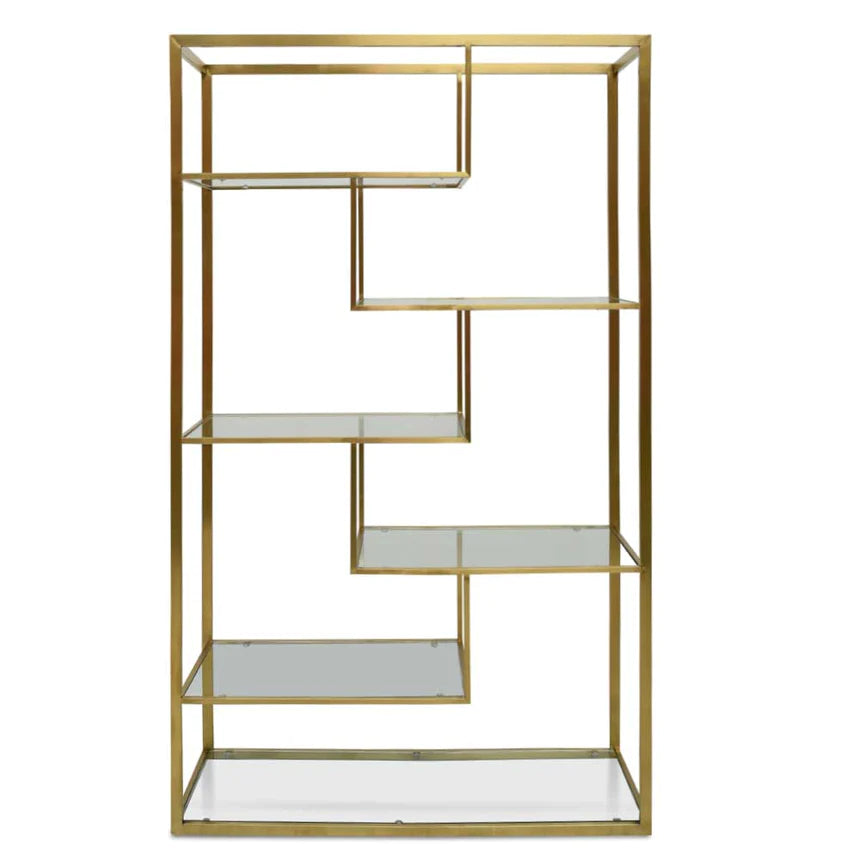 Luxury Glass Book Shelving Storage - Gold