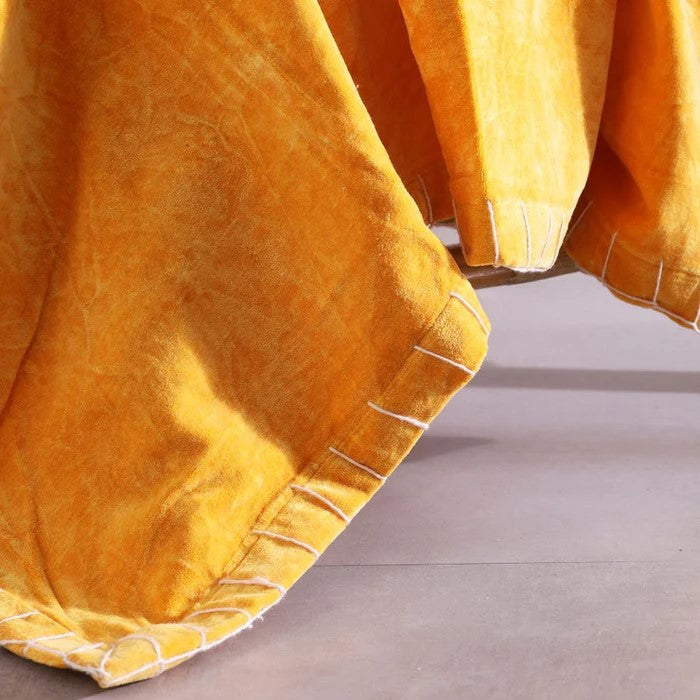 Luxury Rustic Cotton Velvet Throw - Orange