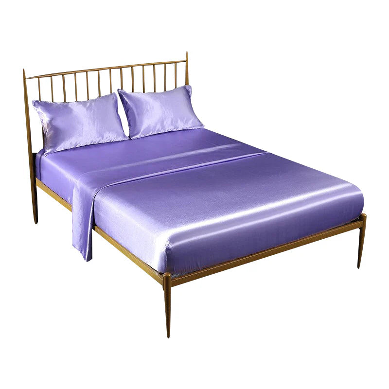 Luxury Silky Fitting Sheet with Pillowcase 180 x 200cms - Light Purple