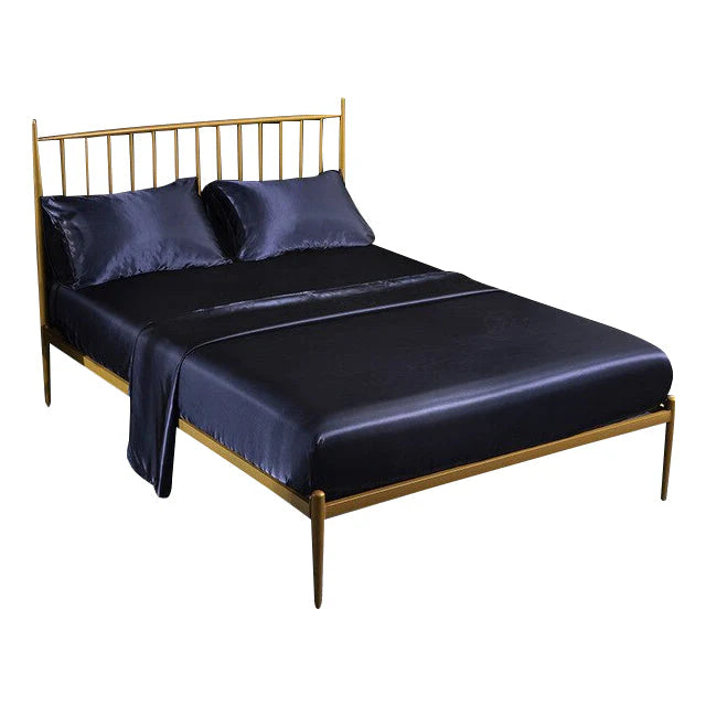 Luxury Silky Fitting Sheet with Pillowcase 180 x 200cms - Navy Blue