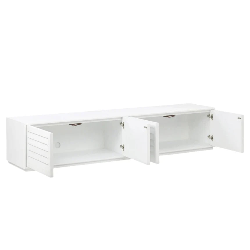 Luxury & Function Travertine Top TV Unit - White - 220cms