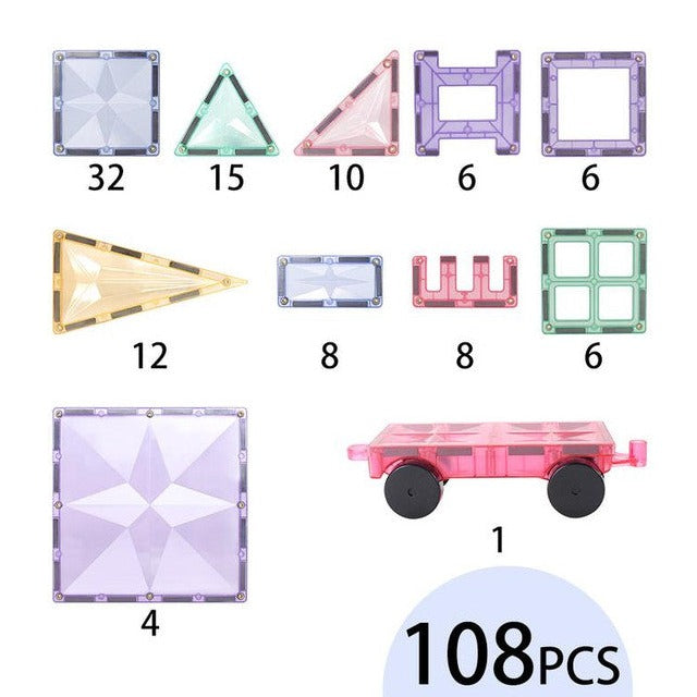 Magnetic Pastel Tiles 108pcs