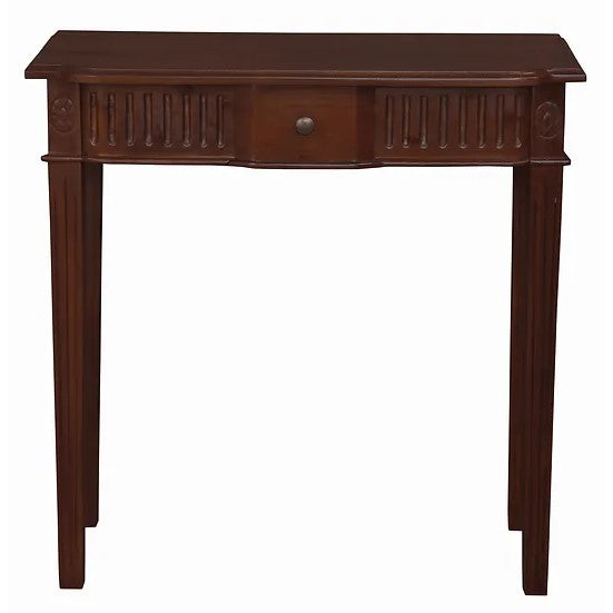 Mahogany 1 Drawer Carved Sofa Table - Brown