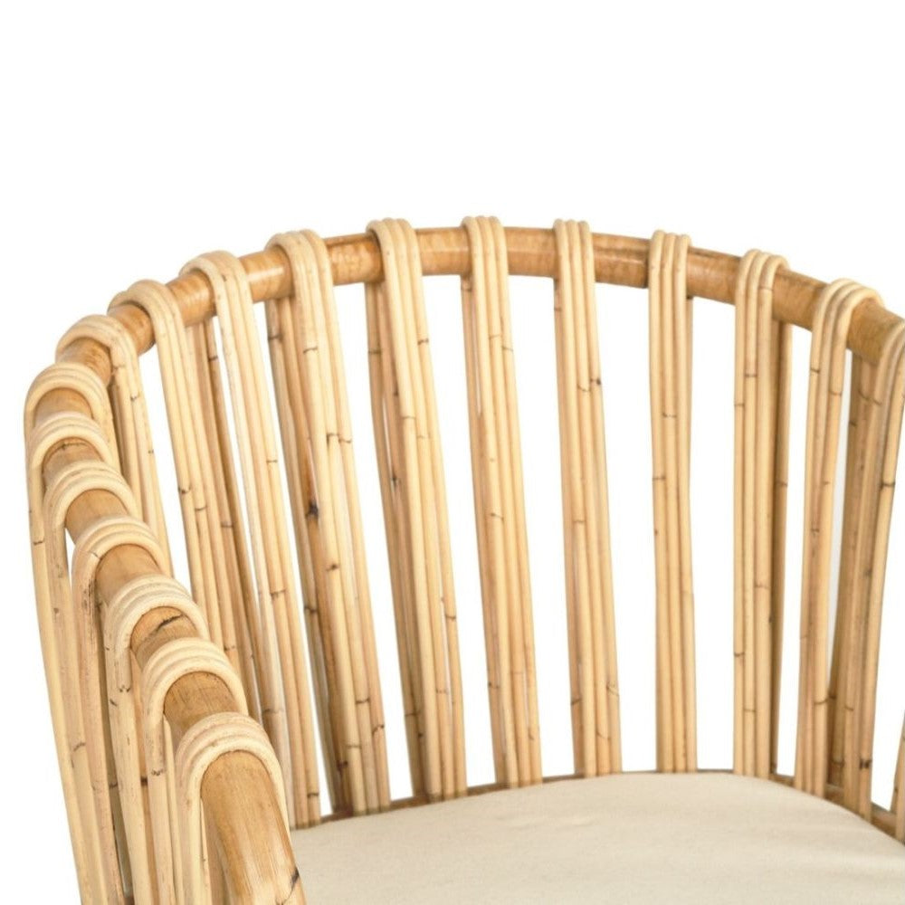 Mahogany Wood Rattan White Dining Armchair