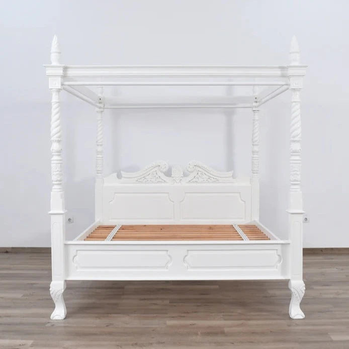 Majestic Queen Anne Four Poster King Size Bed - White